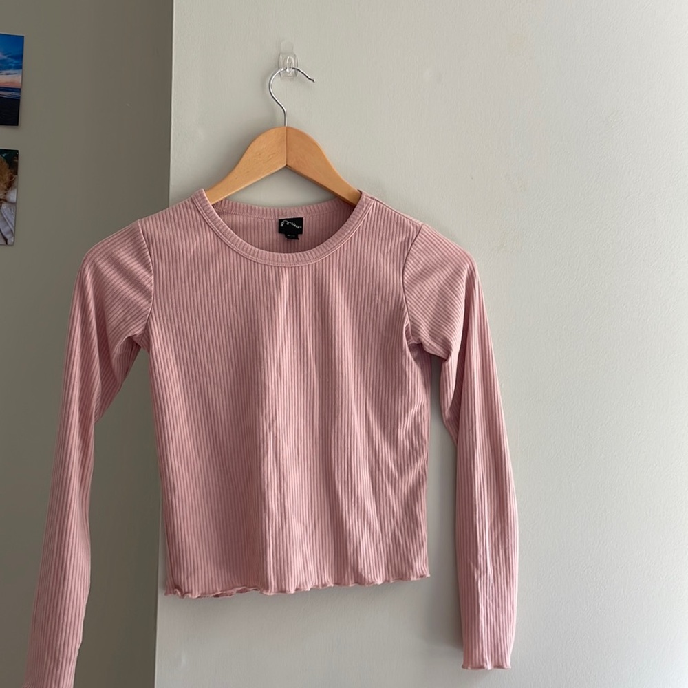 Art Class Blush Pink Ribbed Long Sleeve Girls Shirt